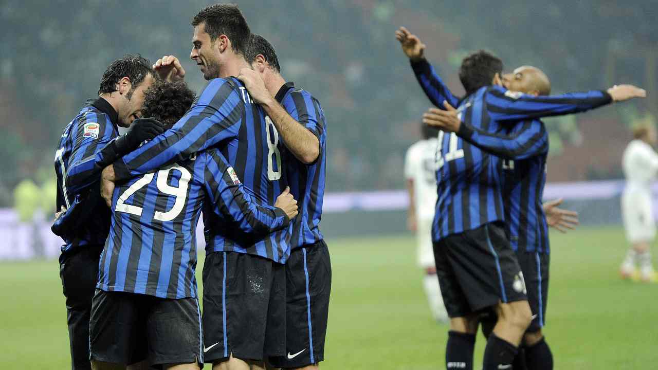 L'esultanza dei giocatori dell'Inter