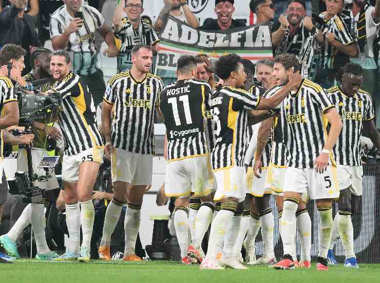 La festa dei giocatori della Juventus