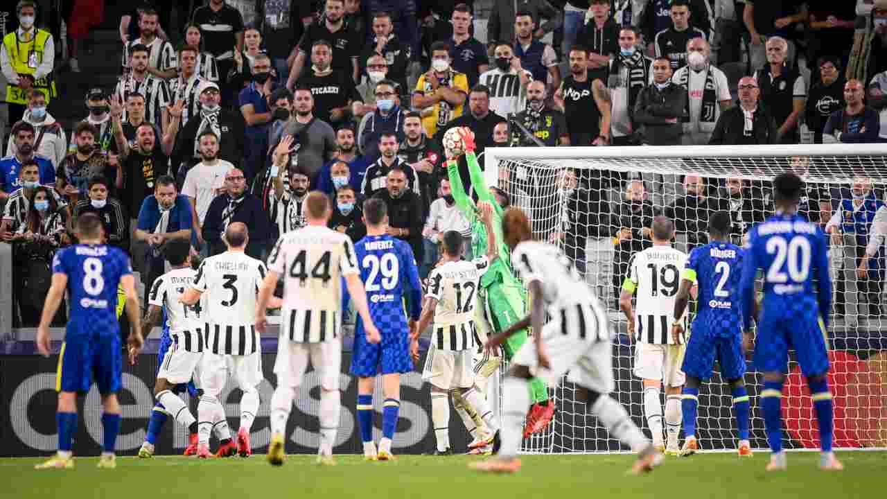Uno scatto della gara tra Juventus e Chelsea