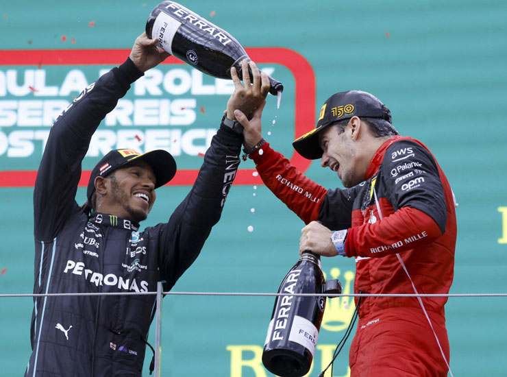 Lewis Hamilton e Charles Leclerc - Foto Ansa - Ilgiornaledellosport.net