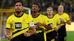 L'esultanza dei giocatori del Borussia Dortmund