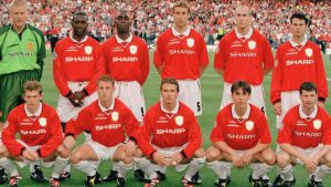 La formazione titolare del Manchester United nella finale Champions 1999 - Fonte X - Ilgiornaledellosport.net